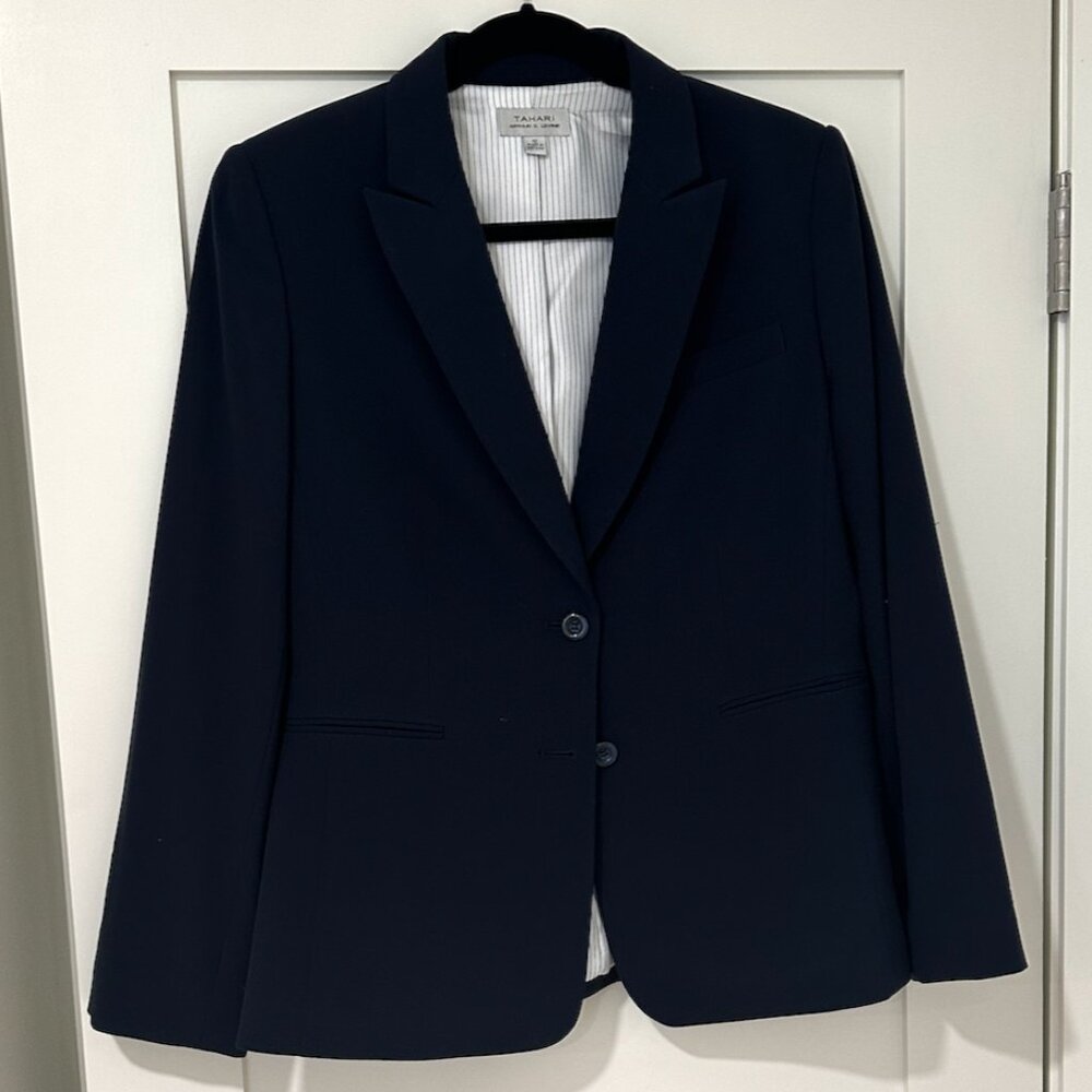 NWT Tahari ASL Notched Two-Button Blazer New Navy size 12